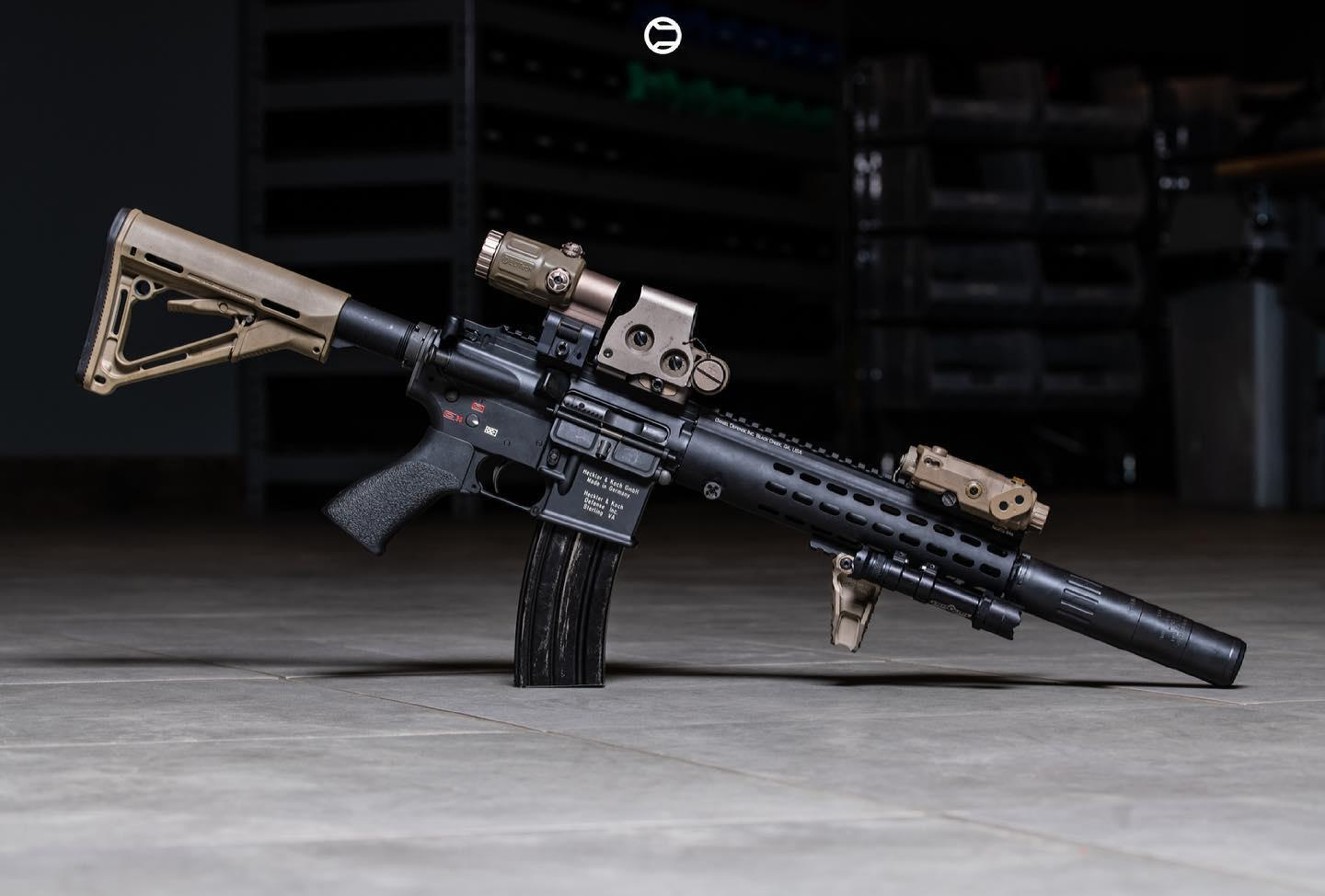 HK-pattern AR with FDE furniture and suppressor